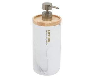 5 five simply smart 5Five - Distributeur à Savon Lea Blanc en Polyrésine - 842ml - 9x9x22,7cm - Accessoire de Salle de Bain, WC, Cuisine, pour Savon et Liquide - Vaisselle