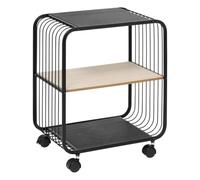 5five Étagère 2 niveaux métal et bois à roulettes – 4 roues – Noir