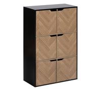 5five - Étagère Simply Smart - 6 cases, 6 portes chevrons, effet bois et noir