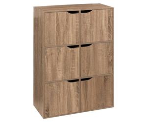5 five simply smart 5five - Étagère 6 Cases Mix'n Modul - Effet Bois Naturel - 6 Portes - Rangement Utile et Pratique - Salon, Bureau, Chambre