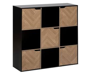 5 five simply smart 5five - Étagère 9 Cases 5 Portes Chevrons - Effet Bois et Noir - Forme Cube - Rangement Utile et Pratique - Salon, Bureau, Chambre
