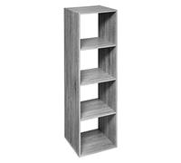 5 five simply smart 5five - Étagère Colonne Mix N' Modul Effet Chêne Gris - H 134 cm, 4 Cases - Meuble de Rangement pour Salon, Chambre, Bureau