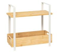 Étagère 2 Niveaux en Bambou "Ordera" 30cm Naturel & Blanc