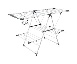 5 five simply smart 5five - Étendoir à Linge Pliant Sinaï Double Niveau Larges Tubes Capacité 24m Séchage Rapide sans Marque Sécurité Antidérapant 2 Accessoires Inclus