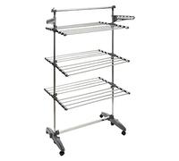 5 five simply smart 5Five - Étendoir à Linge Sinai 24 m avec 6 roulettes - 3 Niveaux, Barre Télescopique, Grandes Surfaces d’Étendage, Pliable et Facile à Déplacer - Charge 40 kg