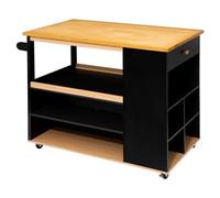 5five Îlot de cuisine Beige G noir et naturel à roulettes