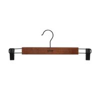 5 five simply smart 5five - Lot de 2 Cintres à Pinces Bois Foncé, 33,5 cm - Clips Réglables - pour Pantalons et Jupes, Rangement Dressing