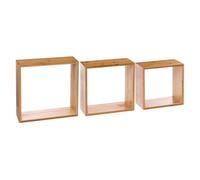 5 five simply smart 5five - Lot De 3 Étagères Murales Cube Fixy - Bambou, 3 Tailles, Fixations Invisibles - Rangement Décoratif pour Salon, Chambre, Bureau