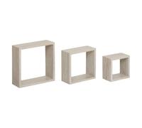 Atmosphera Lot de 3 étagères murales Fixy Cube effet chêne gris