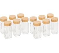 5 five simply smart 5Five - Lot de Pot à Épices Transparent en Verre et Bambou - Organisateur d’épices (Lot de 2)