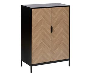 5 five simply smart 5five - Meuble de Rangement Chevrons Effet Bois et Noir, 2 Portes, H 110 x L 80 cm - Buffet pour Salon, Chambre, Entrée