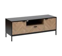 5 five simply smart 5five - Meuble TV Chevrons, Effet Chêne et Noir, 120 x 40 x 45 cm, 2 Portes et 1 Tiroir - pour Salon, Buffet Bas