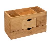 Paris Prix Organiseur maquillage 2 tiroirs Natureo 24 cm Bambou Marron 3 compartiments