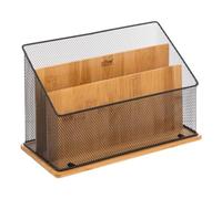 5five Organisateur de bureau Havi en bambou noir et métal – L 29 x l 14 x H 20 cm