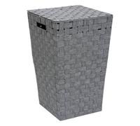 5 five simply smart 5Five - Panier à Linge Lise Gris en Acier et Polyester - 50l - 33x33x35cm - Organisateur Maison, Corbeille, Pratique pour Salle de Bain ou Buanderie