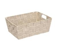 5 five simply smart 5Five - Panier de Rangement Lise Beige en Polyester et Acier - 5l - 28x20x11cm - Organisateur Maison, Boîte Rangement Polyvalente, Accessoire Pratique