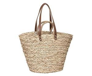 5 five simply smart 5five - Panier Osier Naturel avec Anses Double Format Portage Main ou Épaule Grande Capacité Idéal Shopping Marché Courses