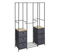 5 five simply smart 5Five - Penderie TISSA Gris - 6 Tiroirs et 4 Paires de Chaussures - 116x40x176cm - Mobilier pour Dressing, Organisation, Accessoire pour Vêtements