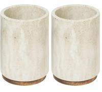 5 five simply smart 5five - Pot à Brosse à Dents côme Effet travertin (Lot de 2)