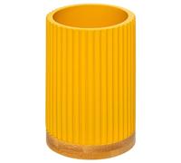 Gobelet porte brosses à dents jaune et bambou