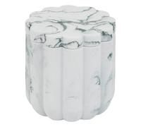 5 five simply smart 5Five - Pot à Coton MARBY Blanc en Polyrésine - 9,2x9,2x9,7cm - Accessoire Salle de Bain, Hygiène et Beauté