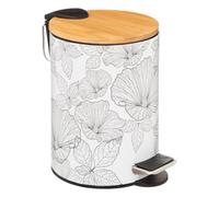 5five - poubelle soft close 3l ""blackflora"" noir et blanc