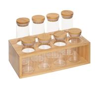 5 five simply smart 5Five - Support à Épices HERMET Beige en Verre Borosilicate et Bambou - 22x11,5x15cm - Porte Épices, Accessoire Cuisine, Organisation