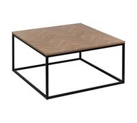 5five Table basse carrée Chevrons 80 x 80 cm – Effet bois, métal noir, style industriel