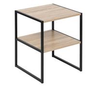 5 five simply smart 5five - Table de Chevet 2 Étagères Aliaj Effet Bois et Noir - Forme Carrée - Planches en Bois - Pieds en Acier - Dressing, Chambre, Salon