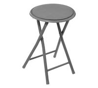 5 five simply smart 5five - Tabouret Pliant Rond Velours Gris - Larges Tubes Solides en Acier - Assise Confortable - Goupille de Blocage - Salon, Cuisine, Chambre