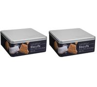 5 five simply smart Boite alimentaire - Relief II - biscuits - 20 x 20 x 8.2 cm - Fer et étain - Noir (Lot de 2)