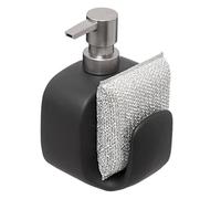 JJA Distributeur de savon en céramique Porte-Éponge 15 cm 400 ml Noir