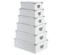 Atmosphera Créateur d'intérieur - Set de 6 Boîtes de Rangement Uni 48cm Blanc