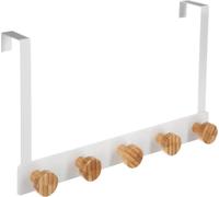 5 five simply smart - patère à 5 têtes en métal et bambou blanc