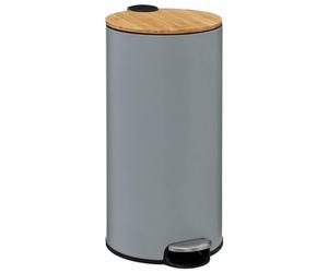 5 five simply smart Poubelle avec couvercle en bambou Gris 30 l