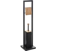 5 Five Simply Smart Toilettenbutler Natureo, Toilettenrollenhalter mit Bürste, Metall, Bambus, Schwarz, 160926B