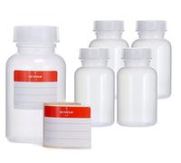 5 flacons à col large de 250 ml en PEPD avec fermeture à vis, flacons à produits chimiques vides, bidons de laboratoire avec couvercle comme récipient de stockage pour laboratoire, cuisine ou loisirs