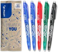 5 Frixion Ball - Erasable Gel Ink - Refillable And Ergonomic Rollerball Pen - 2 Blue, 1 Red, 1 Black, 1 Green - Fine Tip