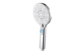 5-function Large Water Output Booster Filter Handheld Shower One-button Water Stop Silicone Panel Bathroom Shower Head(Black)