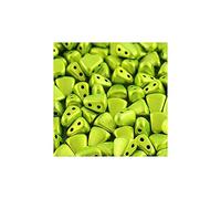 5 g Matubo NIB-BIT 2-hole pyramid glass beads, 6 x 5 mm metalust electric green (Perles de verre pyramide à 2 trous matubo nib-bit Vert)