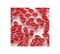 5 g Matubo Superduo 2-hole czech pressed glass beads, 2.5 x 5 mm coral red luster (Perles de verre pressé tchèque matubo Superduo à 2 trous Corail rouge lustre)