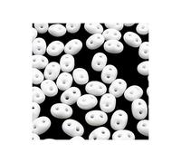 5 g Matubo Superduo 2-hole czech pressed glass beads, 2.5 x 5 mm white (Perles de verre pressé tchèque matubo Superduo à 2 trous blanche)