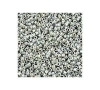 5 g Miyuki Delica Rocailles Seed Beads, 11/0 (1.6 mm) Opaque Gray AB (Miyuki Delica Rocailles Perles de graines Rocailles Gris opaque ab)