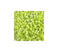 5 g Miyuki Delica Rocailles Seed Beads, 11/0 (1.6 mm) Opaque Lime AB (Miyuki Delica Rocailles Perles de graines Rocailles Citron vert opaque ab)