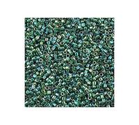 5 g Miyuki Delica Rocailles Seed Beads, 11/0 (1.6 mm) Transp.Dark Green AB (Miyuki Delica Rocailles Perles de graines Rocailles Vert foncé ab)