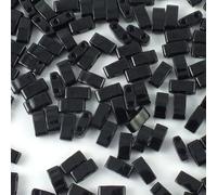 5 g Miyuki Half Tila Japaneese Glass Beads 2-hole 5 x 2.3 mm Opaque Jet 401