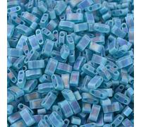 5 g Miyuki Half Tila Japaneese Glass Beads 2-hole 5 x 2.3 mm Trans Rainbow Frosted Teal 2405FR