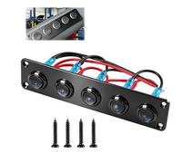 5 Gang Panneau Interrupteurs à Bascule Étanche avec LED Bleue,Contrôle Centralisé 12V/24V pour Voiture, Marine, Camping-car,Durabilité ABS Aluminium, Montage Polyvalent avec Vis en Acier Inoxydable