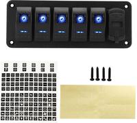 5 Gangrocker -Switch Panel 12V -24V Dual USB Chargeur LED -Indicateur de tension pour Off pour camion -RV -Yacht