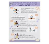 5 Gentle Exercises for Birth Preparation Poster Prenatal Labor Guide Educational Pregnancy Workout Wall Art(Unframed,08x12inch(20x30cm))